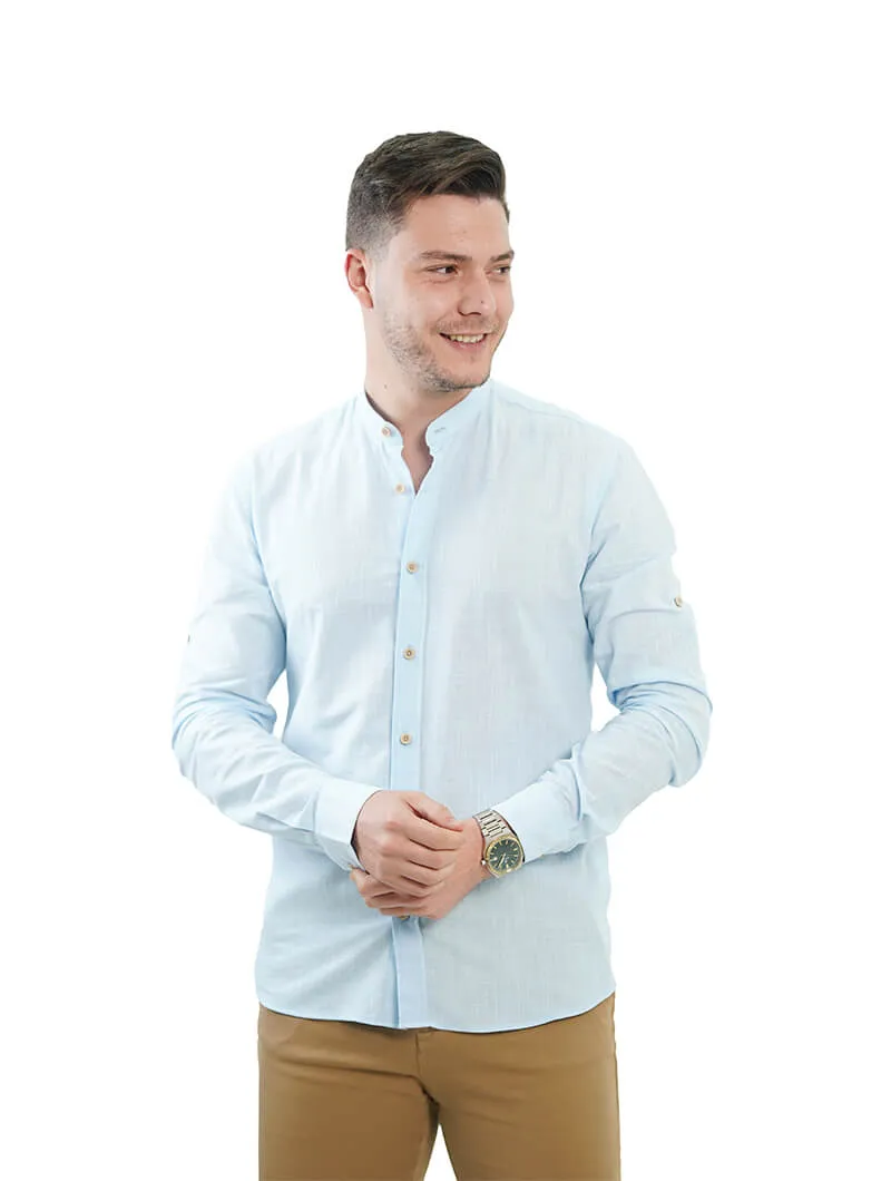 Chemise en lin col mao